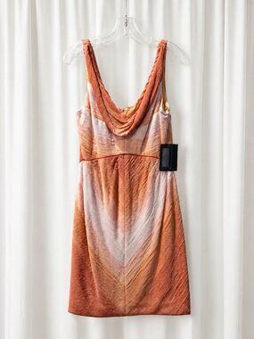 Zac Posen Peach Ombré Textured Cowl Neck Dress NWT Size 10